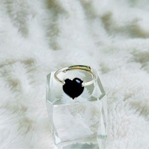 Black Onyx adjustable heart shape ring